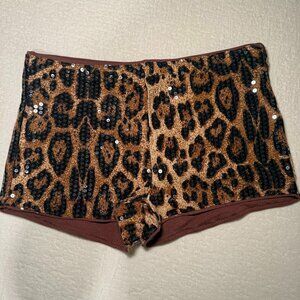 Cheetah micro mini shorts with sequins